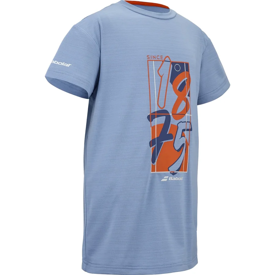 Tee-shirt de tennis Babolat Exercise Graphic Tee Garçon Bleu, vue 2