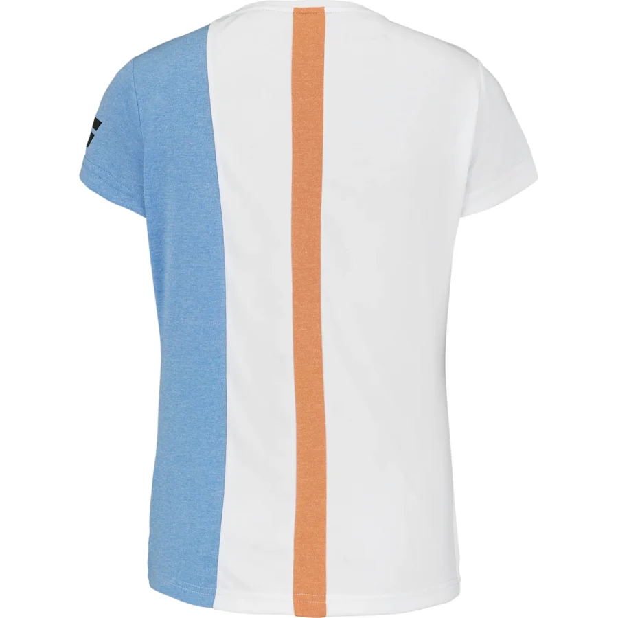 Tee-shirt Babolat Play Cap Sleeve Fille Blanc / Bleu, vue 3