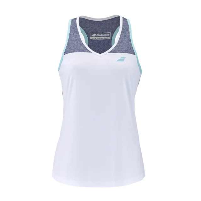 Débardeur de tennis Babolat Play Fille blanc et bleu