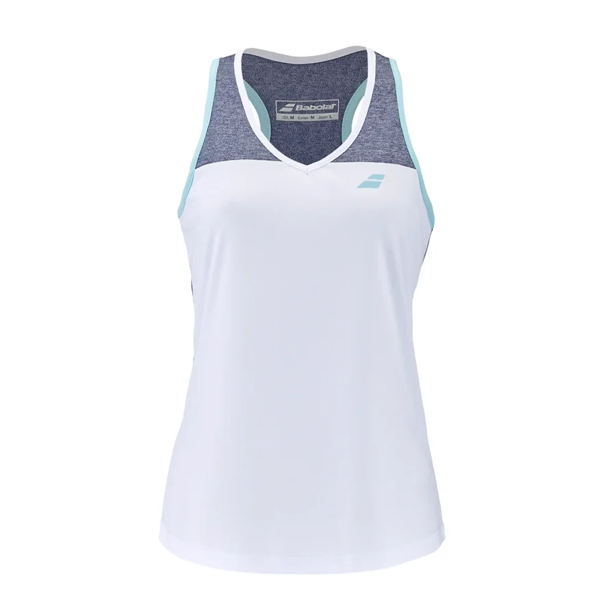 Débardeur de tennis Babolat Play Fille blanc et bleu