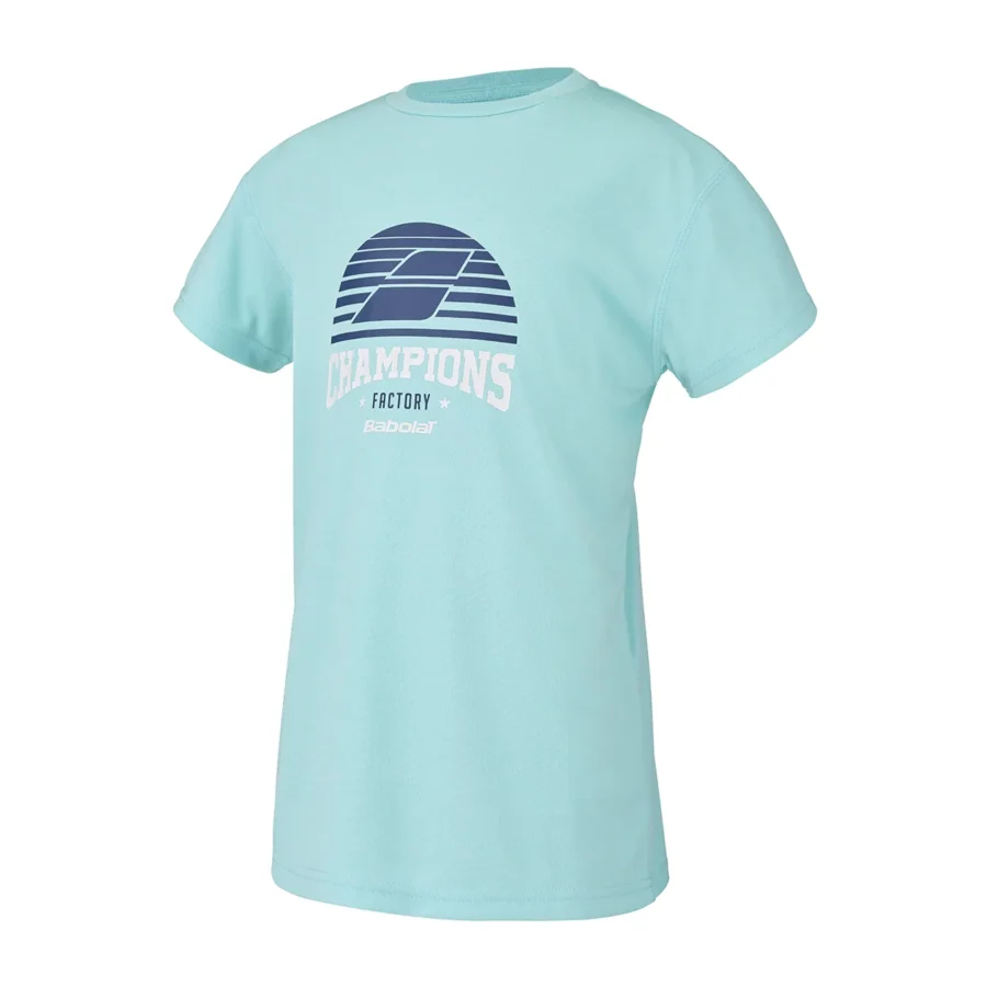 Tee-shirt de tennis Babolat Exercise Graphic Tee Garçon Orange / Bleu foncé, vue 4
